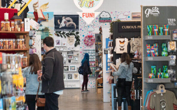 Shoppers browse shelves